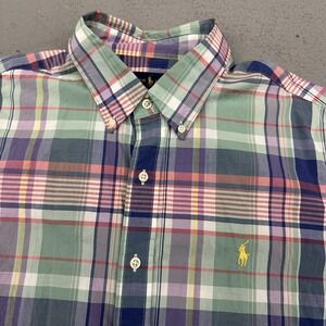 Ralph Lauren Shirt Mens XL Multicolor Plaid Short Sleeve Button Down Cotton